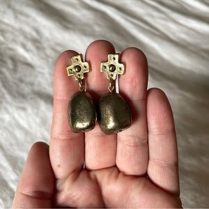 Green Earrings with Square Cross